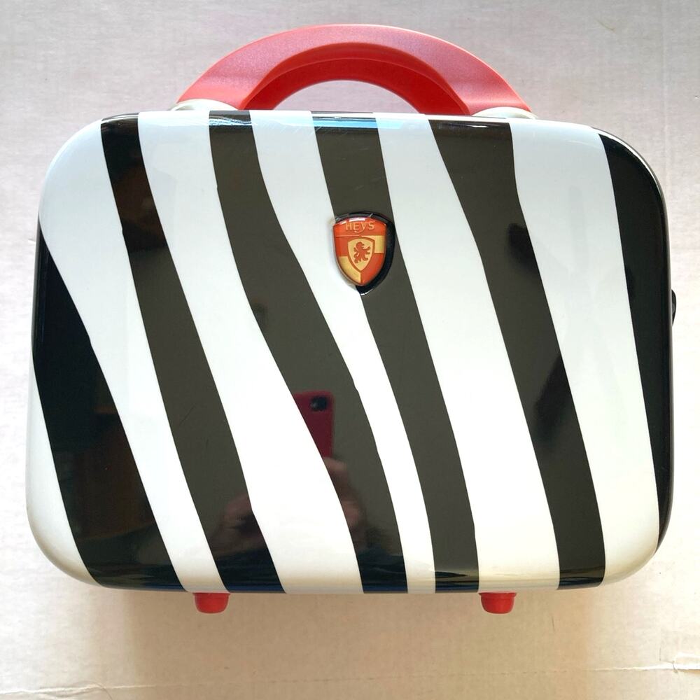 Heys Makeup Case Hard Shell Zebra Animal Print & 2 Packing Cubes and Strap NEW